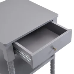 Aldwinke Dark Grey Bobbin 1 Drawer Side Table -Fame Furni Sales BSD 097 DARKGREY detail1