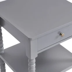 Aldwinke Dark Grey Bobbin 1 Drawer Side Table -Fame Furni Sales BSD 097 DARKGREY detail2