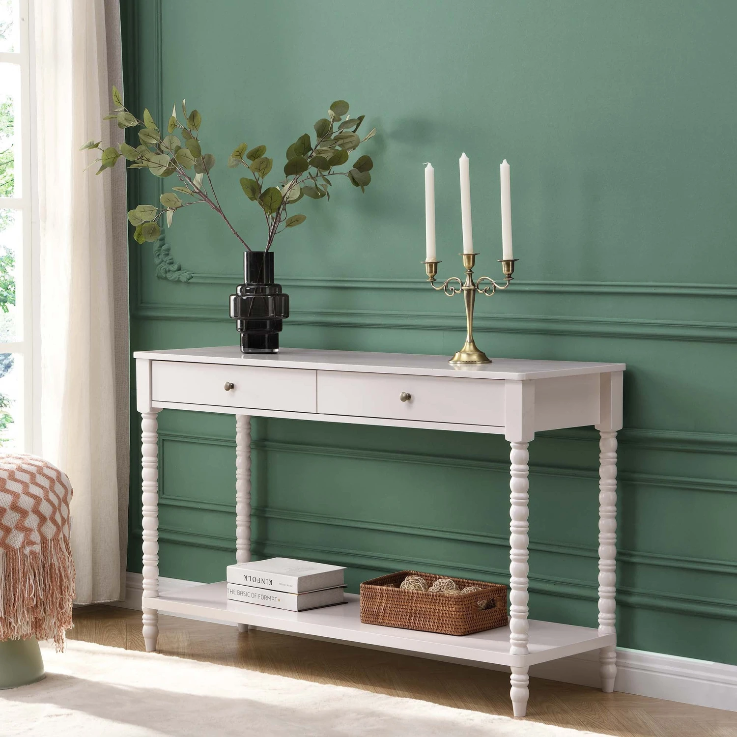 Aldwinke Beige Bobbin 2 Drawer Large Console Table 2 Aldwinke Beige Bobbin 2 Drawer Large Console Table - Image 2