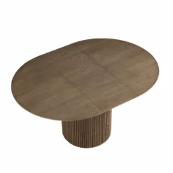 Maru Round 4-6 Seater Extending Oak Pedestal Dining Table, Silver Oak -Fame Furni Sales BSD 135 SILK GIF
