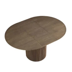 Maru Round 4-6 Seater Extending Oak Pedestal Dining Table, Silver Oak -Fame Furni Sales BSD 135 SILK WB1