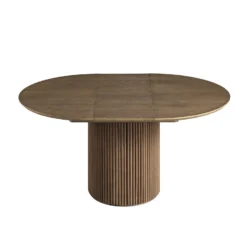 Maru Round 4-6 Seater Extending Oak Pedestal Dining Table, Silver Oak -Fame Furni Sales BSD 135 SILK WB2