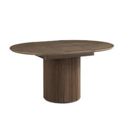 Maru Round 4-6 Seater Extending Oak Pedestal Dining Table, Silver Oak -Fame Furni Sales BSD 135 SILK WB3