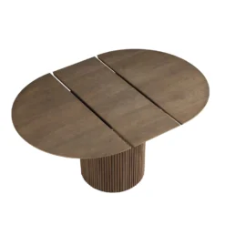 Maru Round 4-6 Seater Extending Oak Pedestal Dining Table, Silver Oak -Fame Furni Sales BSD 135 SILK WB5