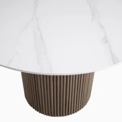 Maru Ceramic Top Silver Oak Pedestal Round Dining Table -Fame Furni Sales BSD 137 SILK detail1