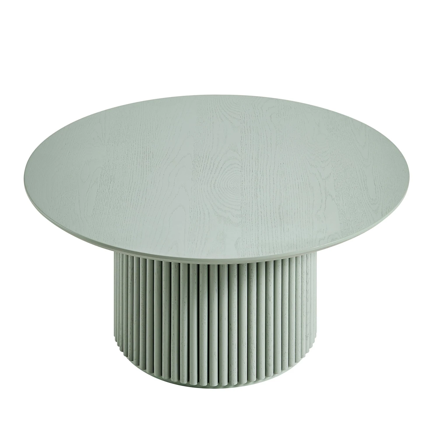 Maru Round Oak Pedestal Coffee Table, Sage Green 4 Maru Round Oak Pedestal Coffee Table, Sage Green - Image 4