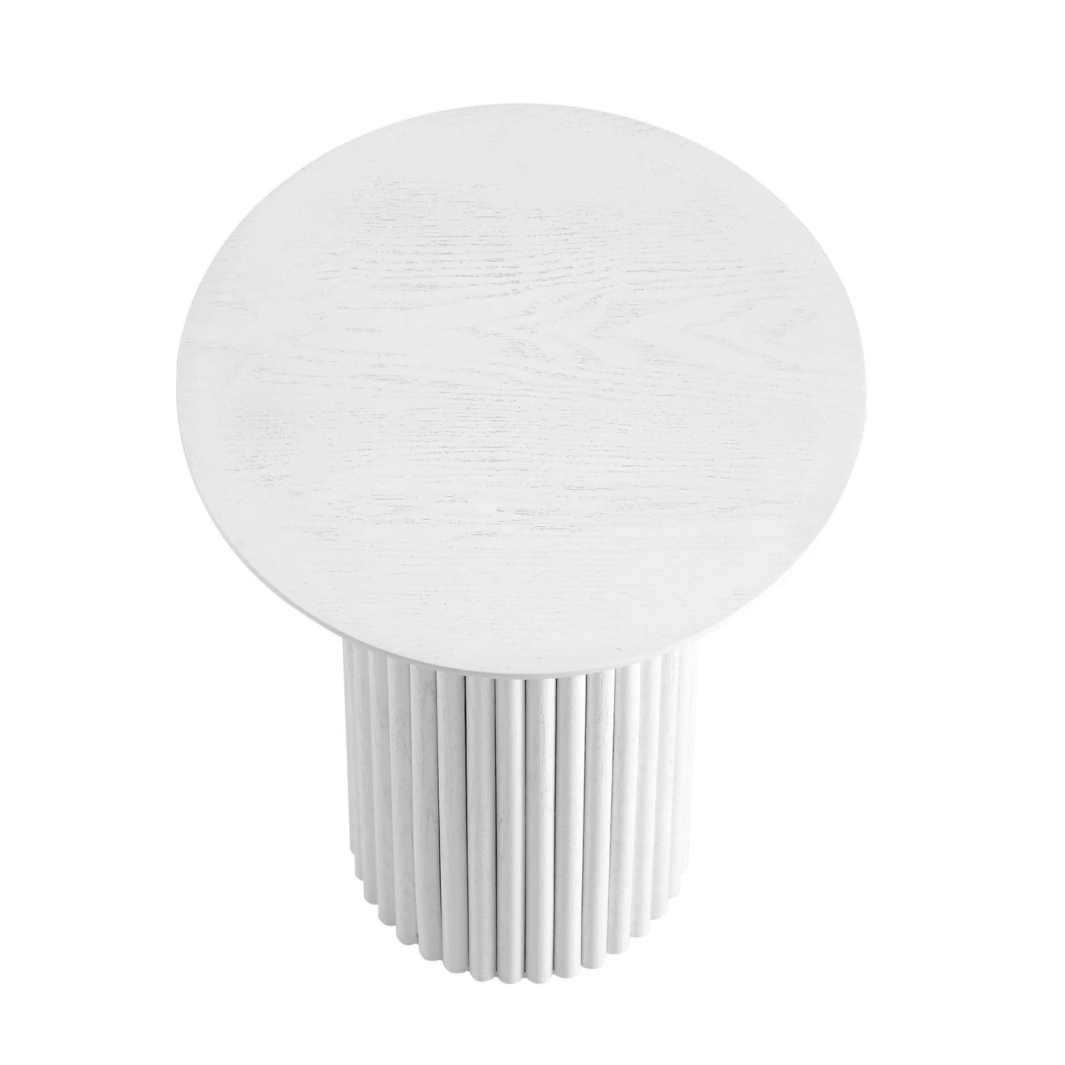 Maru Oak Round Side Table, Washed White 5 Maru Oak Round Side Table, Washed White - Image 5