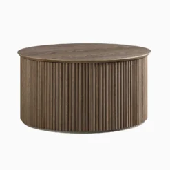 Maru Oak Round Coffee Table With Storage, Silver Oak -Fame Furni Sales BSD 140 SILK WB2