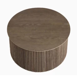 Maru Oak Round Coffee Table With Storage, Silver Oak -Fame Furni Sales BSD 140 SILK WB3
