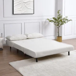 Algo Sofabed With Cushions In Beige Teddy Fabric 2 Seater -Fame Furni Sales D021B BEIGE TEDDY scene2