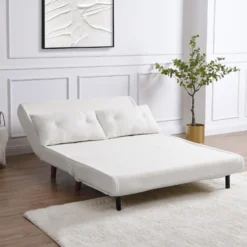 Algo Sofabed With Cushions In Beige Teddy Fabric 2 Seater -Fame Furni Sales D021B BEIGE TEDDY scene3