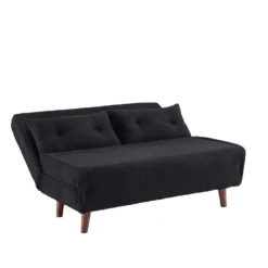 Algo Sofabed With Cushions In Charcoal Teddy Fabric 2 Seater 23 Algo Sofabed With Cushions In Charcoal Teddy Fabric 2 Seater -Fame Furni Sales D021B CHARCOAL TEDDY WB4