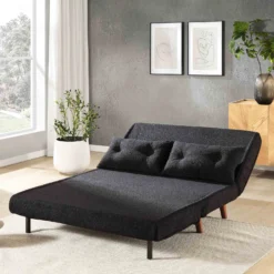 Algo Sofabed With Cushions In Charcoal Teddy Fabric 2 Seater 17 Algo Sofabed With Cushions In Charcoal Teddy Fabric 2 Seater -Fame Furni Sales D021B CHARCOAL TEDDY scene2