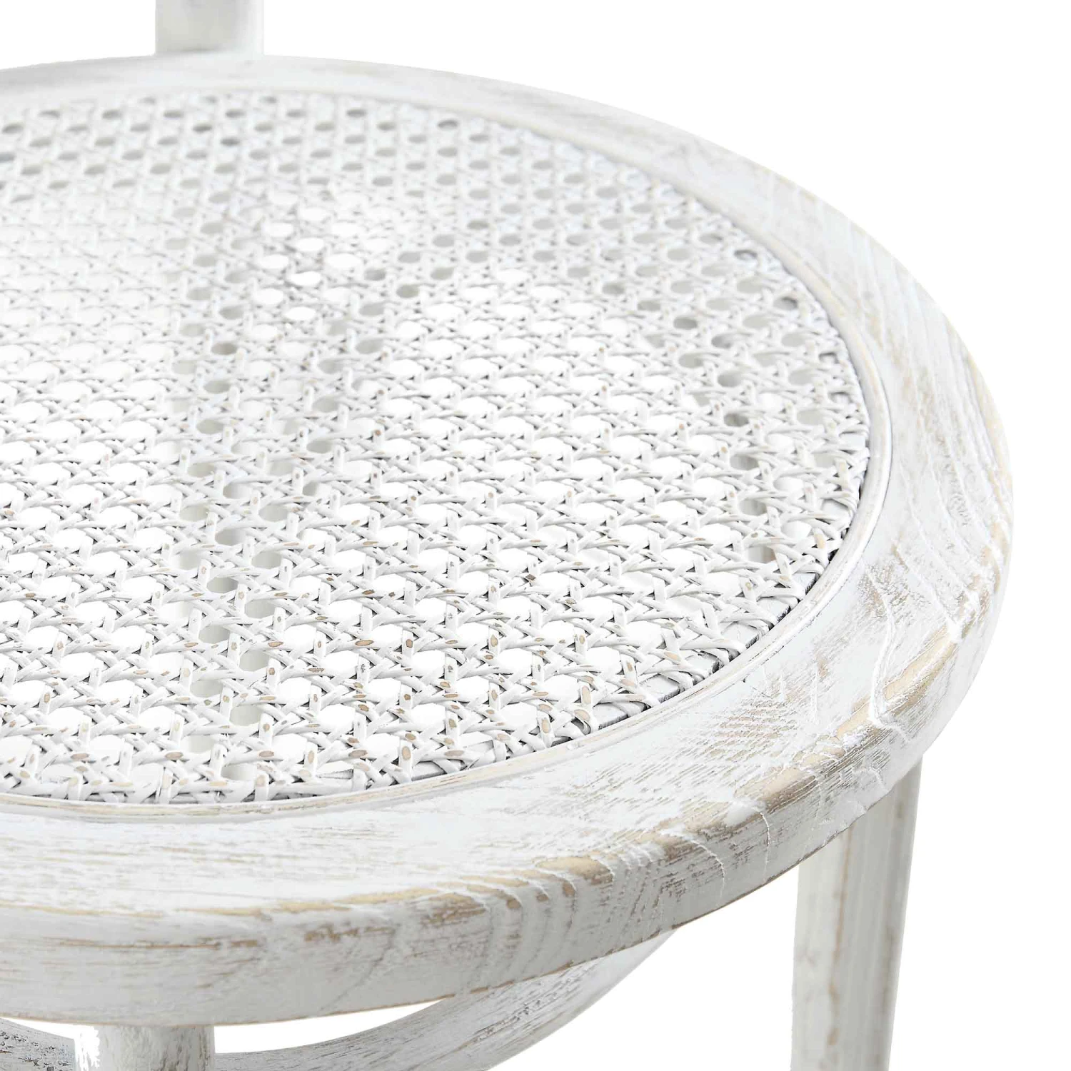 Camille Elm Wood And Rattan Bentwood Dining Chair, Distressed White 11 Camille Elm Wood And Rattan Bentwood Dining Chair, Distressed White - Image 11
