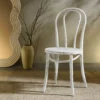 Camille Elm Wood And Rattan Bentwood Dining Chair, Distressed White