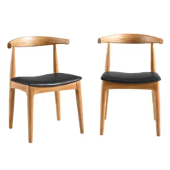 Arley Set Of 2 Beech Wood Dining Chairs, Natural And Black 14 Arley Set Of 2 Beech Wood Dining Chairs, Natural And Black -Fame Furni Sales DCH 007 NAT BLACKPU 2P WB1