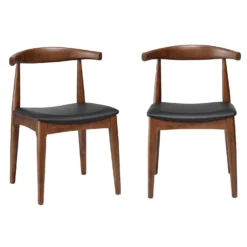 Arley Set Of 2 Beech Wood Dining Chairs, Walnut And Black -Fame Furni Sales DCH 007 WALNUT BLACKPU 2P WB1