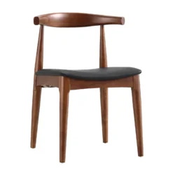 Arley Set Of 2 Beech Wood Dining Chairs, Walnut And Black -Fame Furni Sales DCH 007 WALNUT BLACKPU 2P WB2