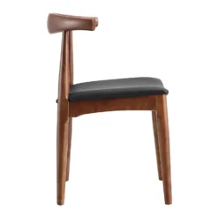 Arley Set Of 2 Beech Wood Dining Chairs, Walnut And Black -Fame Furni Sales DCH 007 WALNUT BLACKPU 2P WB4
