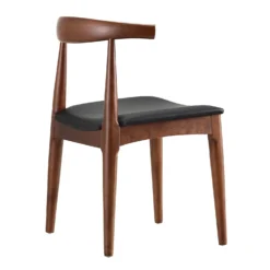 Arley Set Of 2 Beech Wood Dining Chairs, Walnut And Black -Fame Furni Sales DCH 007 WALNUT BLACKPU 2P WB5