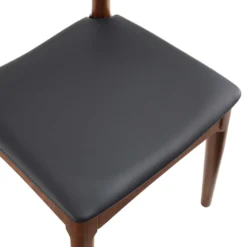 Arley Set Of 2 Beech Wood Dining Chairs, Walnut And Black -Fame Furni Sales DCH 007 WALNUT BLACKPU 2P detail2