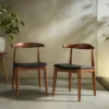 Arley Set Of 2 Beech Wood Dining Chairs, Walnut And Black