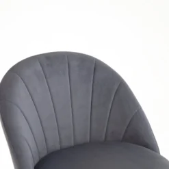 Milverton Pair Of 2 Velvet Dining Chairs With Golden Chrome Legs (Grey) -Fame Furni Sales DCH 2113 GREY VEL 2P detail1