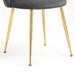 Milverton Pair Of 2 Velvet Dining Chairs With Golden Chrome Legs (Grey) -Fame Furni Sales DCH 2113 GREY VEL 2P detail4