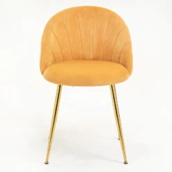 Milverton Pair Of 2 Velvet Dining Chairs With Golden Chrome Legs (Mustard) -Fame Furni Sales DCH 2113 MUSTARD VEL 2P 3