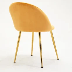 Milverton Pair Of 2 Velvet Dining Chairs With Golden Chrome Legs (Mustard) -Fame Furni Sales DCH 2113 MUSTARD VEL 2P 4