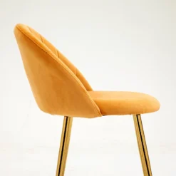 Milverton Pair Of 2 Velvet Dining Chairs With Golden Chrome Legs (Mustard) -Fame Furni Sales DCH 2113 MUSTARD VEL 2P detail3