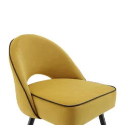 Oakley Set Of 2 Mustard Yellow Velvet Upholstered Dining Chairs With Piping 20 Oakley Set Of 2 Mustard Yellow Velvet Upholstered Dining Chairs With Piping -Fame Furni Sales DCH 2138 MUSTARD VEL 2P detail1