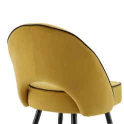 Oakley Set Of 2 Mustard Yellow Velvet Upholstered Dining Chairs With Piping 23 Oakley Set Of 2 Mustard Yellow Velvet Upholstered Dining Chairs With Piping -Fame Furni Sales DCH 2138 MUSTARD VEL 2P detail2