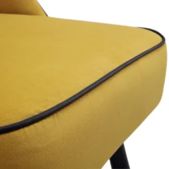 Oakley Set Of 2 Mustard Yellow Velvet Upholstered Dining Chairs With Piping 21 Oakley Set Of 2 Mustard Yellow Velvet Upholstered Dining Chairs With Piping -Fame Furni Sales DCH 2138 MUSTARD VEL 2P detail3