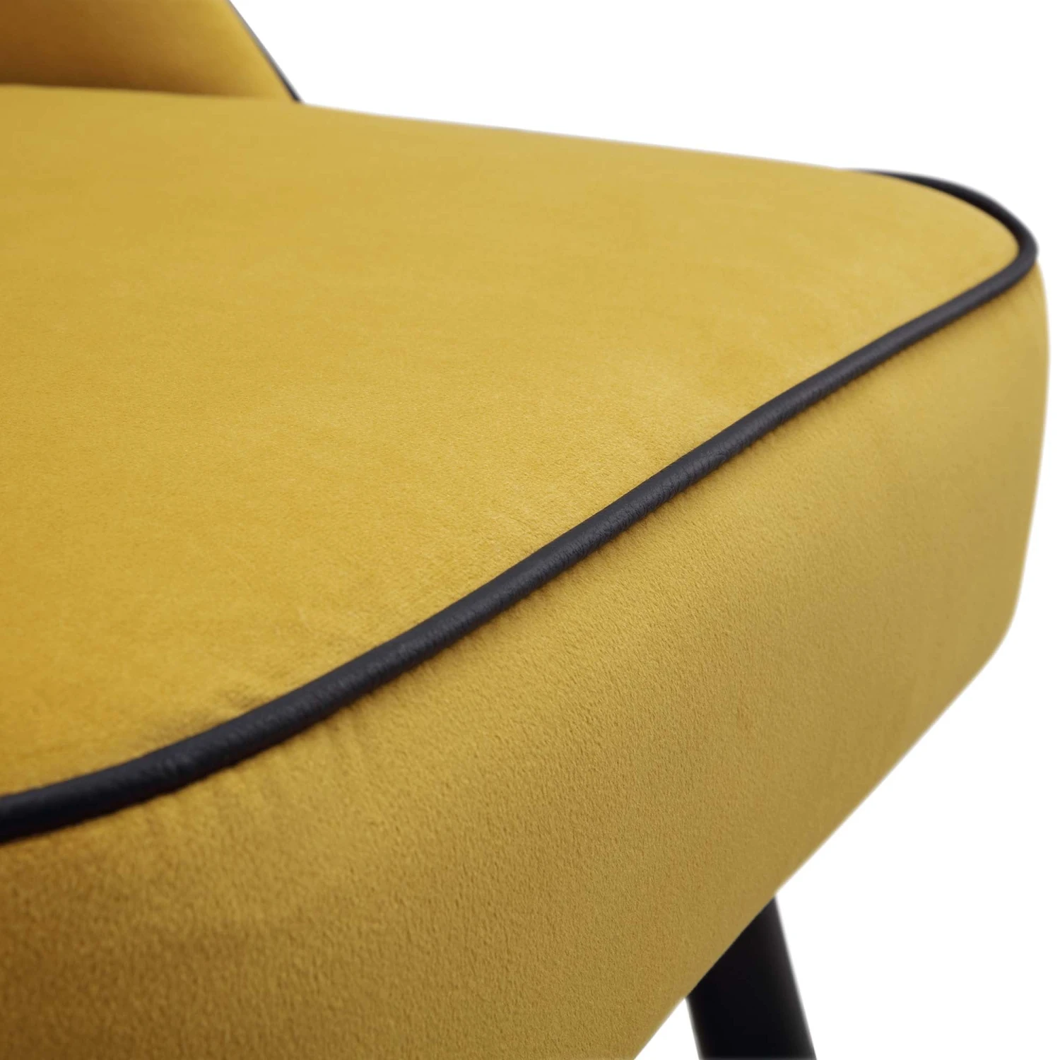 Oakley Set Of 2 Mustard Yellow Velvet Upholstered Dining Chairs With Piping 10 Oakley Set Of 2 Mustard Yellow Velvet Upholstered Dining Chairs With Piping - Image 10