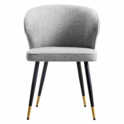 Langham Set Of 2 Grey Woven Fabric Carver Dining Chairs With Fluted Back 18 Langham Set Of 2 Grey Woven Fabric Carver Dining Chairs With Fluted Back -Fame Furni Sales DCH 2143 GREY WOV 2P WB2