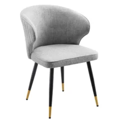 Langham Set Of 2 Grey Woven Fabric Carver Dining Chairs With Fluted Back 17 Langham Set Of 2 Grey Woven Fabric Carver Dining Chairs With Fluted Back -Fame Furni Sales DCH 2143 GREY WOV 2P WB3