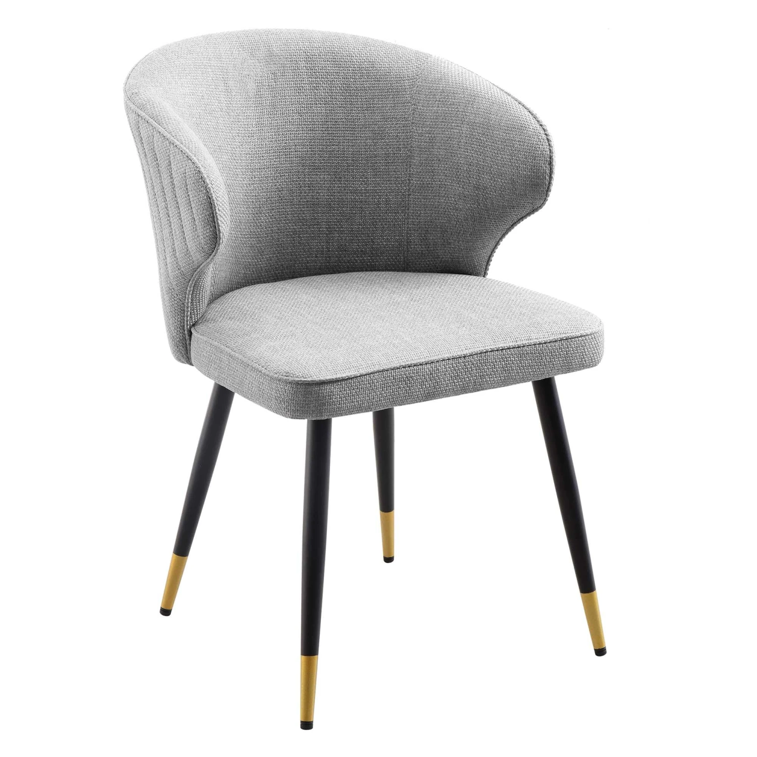 Langham Set Of 2 Grey Woven Fabric Carver Dining Chairs With Fluted Back 4 Langham Set Of 2 Grey Woven Fabric Carver Dining Chairs With Fluted Back - Image 4