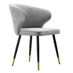 Langham Set Of 2 Grey Woven Fabric Carver Dining Chairs With Fluted Back 19 Langham Set Of 2 Grey Woven Fabric Carver Dining Chairs With Fluted Back -Fame Furni Sales DCH 2143 GREY WOV 2P WB4