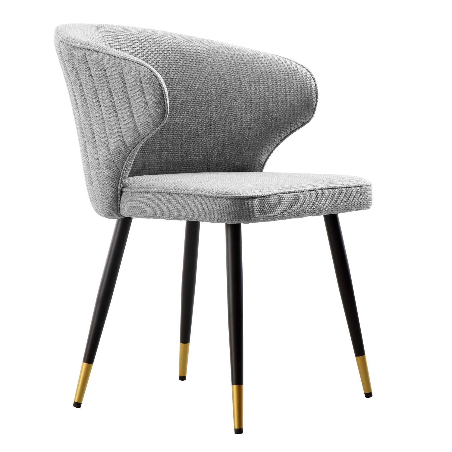 Langham Set Of 2 Grey Woven Fabric Carver Dining Chairs With Fluted Back 6 Langham Set Of 2 Grey Woven Fabric Carver Dining Chairs With Fluted Back - Image 6