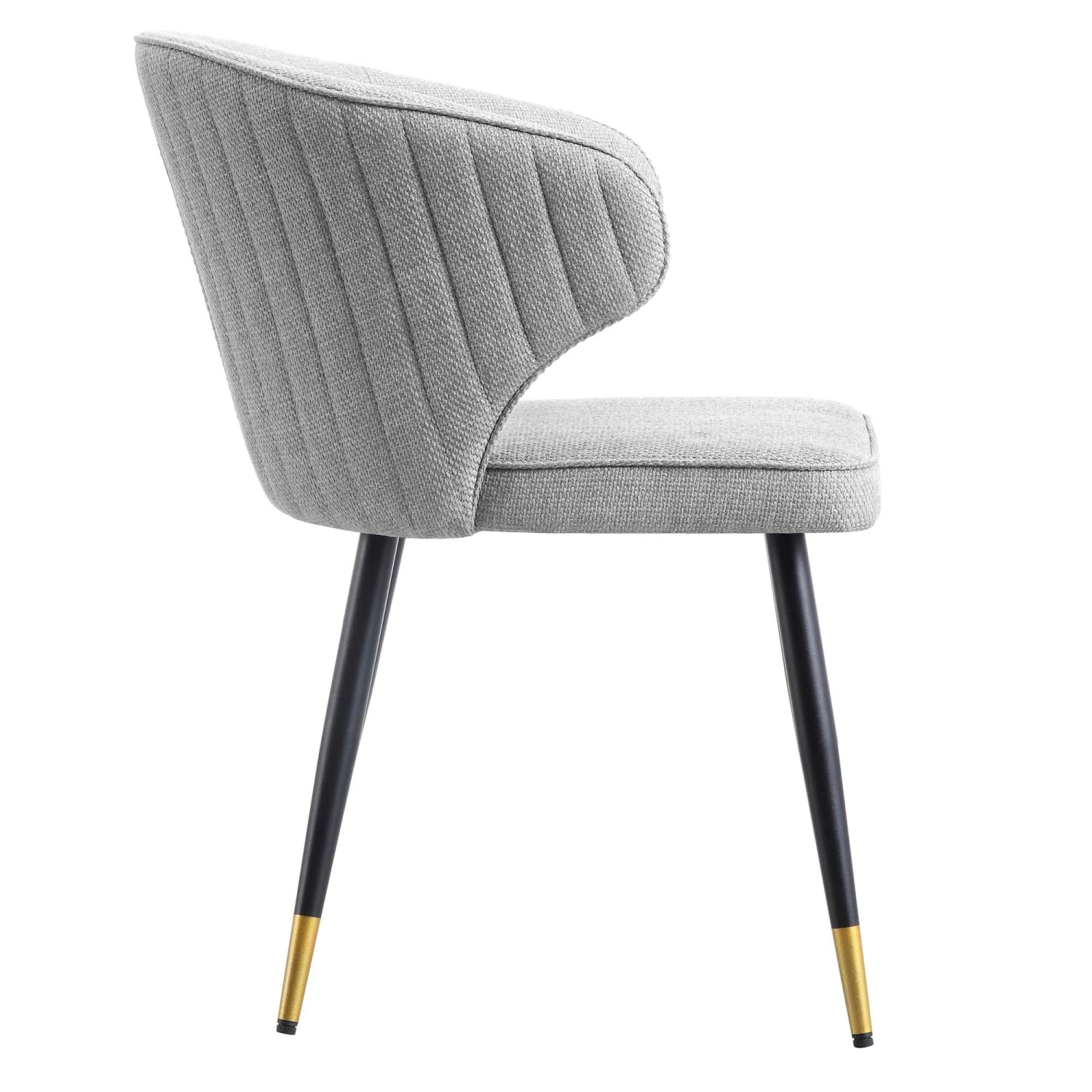 Langham Set Of 2 Grey Woven Fabric Carver Dining Chairs With Fluted Back 8 Langham Set Of 2 Grey Woven Fabric Carver Dining Chairs With Fluted Back - Image 8