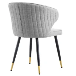 Langham Set Of 2 Grey Woven Fabric Carver Dining Chairs With Fluted Back 22 Langham Set Of 2 Grey Woven Fabric Carver Dining Chairs With Fluted Back -Fame Furni Sales DCH 2143 GREY WOV 2P WB6