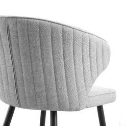 Langham Set Of 2 Grey Woven Fabric Carver Dining Chairs With Fluted Back 24 Langham Set Of 2 Grey Woven Fabric Carver Dining Chairs With Fluted Back -Fame Furni Sales DCH 2143 GREY WOV 2P detail2