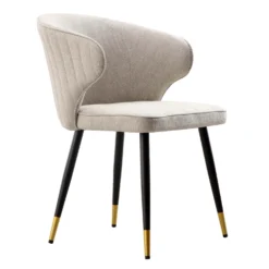 Langham Set Of 2 Oatmeal Woven Fabric Carver Dining Chairs With Fluted Back -Fame Furni Sales DCH 2143 TAUPE WOV 2P WB4