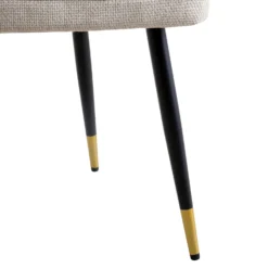 Langham Set Of 2 Oatmeal Woven Fabric Carver Dining Chairs With Fluted Back -Fame Furni Sales DCH 2143 TAUPE WOV 2P detail4