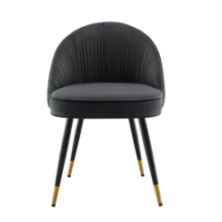 Miyae Set Of 2 Pleated Charcoal Velvet Upholstered Dining Chairs -Fame Furni Sales DCH 2144 CHARCOAL VEL 2P WB2