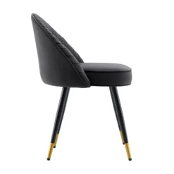 Miyae Set Of 2 Pleated Charcoal Velvet Upholstered Dining Chairs -Fame Furni Sales DCH 2144 CHARCOAL VEL 2P WB5