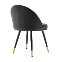 Miyae Set Of 2 Pleated Charcoal Velvet Upholstered Dining Chairs -Fame Furni Sales DCH 2144 CHARCOAL VEL 2P WB6