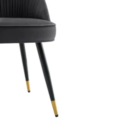 Miyae Set Of 2 Pleated Charcoal Velvet Upholstered Dining Chairs -Fame Furni Sales DCH 2144 CHARCOAL VEL 2P detail3