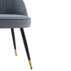 Miyae Set Of 2 Pleated Light Grey Velvet Upholstered Dining Chairs 22 Miyae Set Of 2 Pleated Light Grey Velvet Upholstered Dining Chairs -Fame Furni Sales DCH 2144 LIGHTGREY VEL 2P detail3